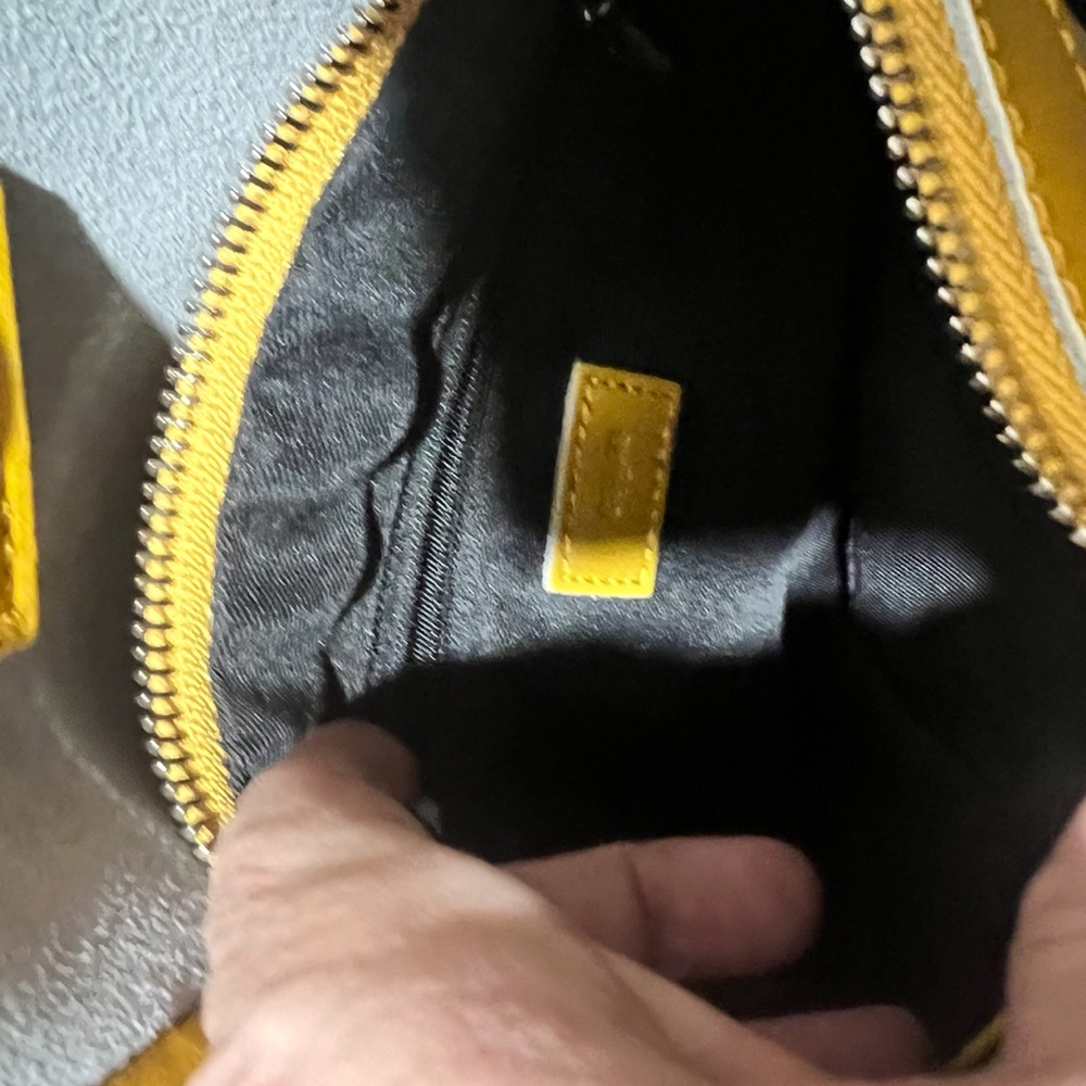 Co-Lab Mustard Yellow Leather Tote Crossbody Bag | Removable Strap & Pouch - Picture 6 of 6